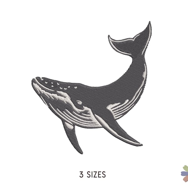 Humpback Whale Swimming Embroidery Design. Machine Embroidery Sea Ocean Pattern. Multi Format Files. Instant Download Digital File