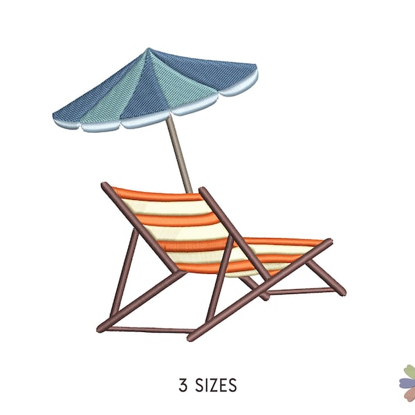 Camping Chair and Umbrella Embroidery Design. Machine Embroidery Pattern. Lifestyle Scene. Instant Download Digital File