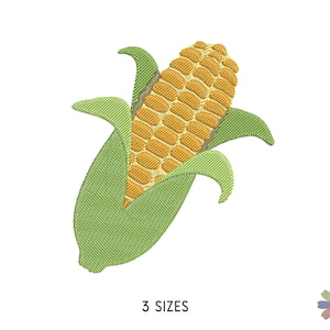 Diseño de bordado de mazorca de maíz pelada. Patrón de frutas y verduras para bordado a máquina. Archivos en varios formatos. Descarga instantánea de archivo digital