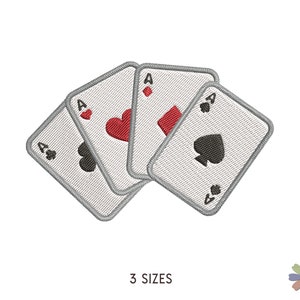 Spielkasino Karten Aces Set Stickdatei. Maschinenstickmuster . Menschen-Elemente-Szene. Sofortiger Download digitale Datei