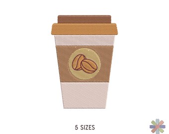 Coffee Cup Takeaway Embroidery Design Twinni: Food Element Scene (Multi Format Pattern)