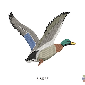 Diseño de bordado Twini de pato real volador: Escena de animales (patrón multiformato)