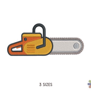 Chain Saw Carpentry Tools Embroidery Design. Machine Embroidery Pattern. Elements Woodworking Scene. Instant Download Digital File