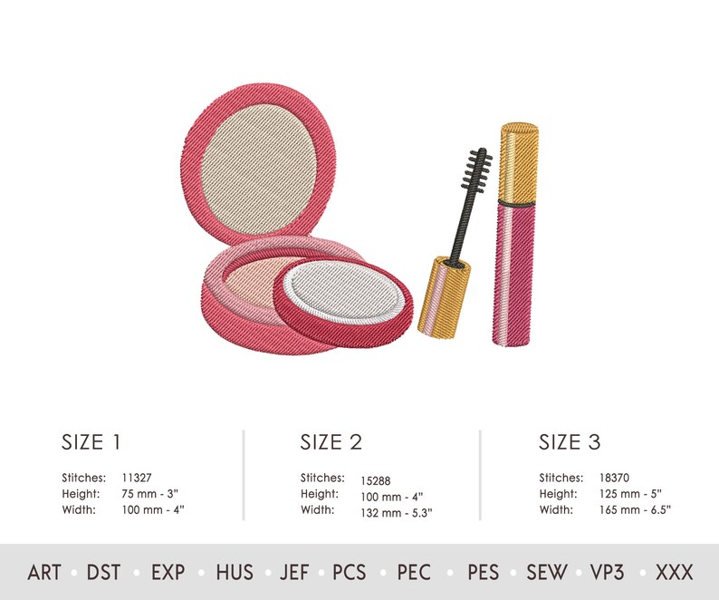 Powder Box and Mascara Powder Cosmetics Makeup Embroidery Design ...