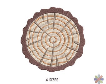 Rustic Wood Slice Embroidery Design Twinni: Nature Scene (Multi Format Pattern)