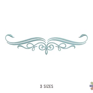 May include: A delicate, light blue, decorative embroidery design with a swirling, floral pattern. The design is perfect for adding a touch of elegance to any project.