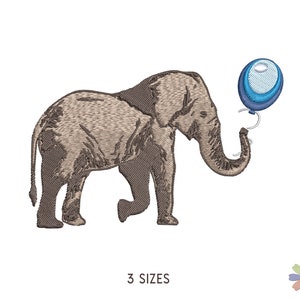 Elephant With Balloon Embroidery Design: Animals Scene (multi Format ...
