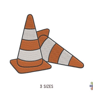 May include: Two orange and white traffic cones with black outlines. The cones are stacked on top of each other. 3 SIZES.