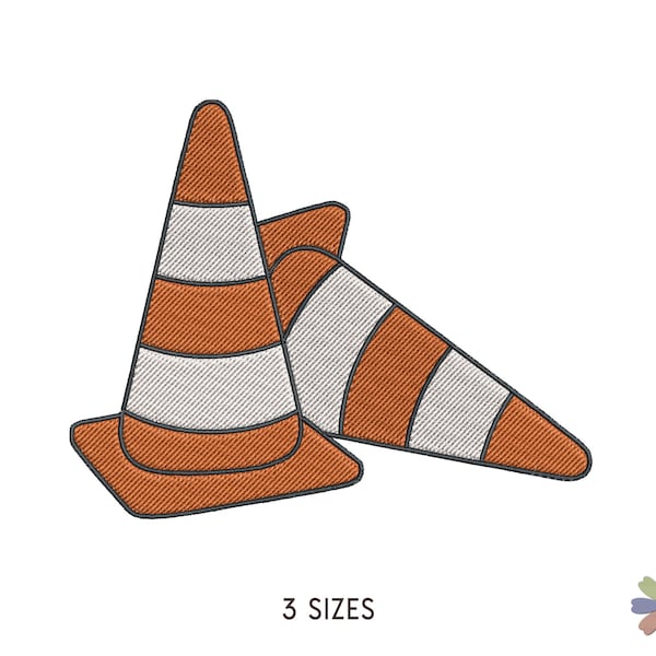 Road Traffic Cone Conus Embroidery Design. Machine Embroidery Pattern. Emergency Elements Scene. Instant Download Digital File