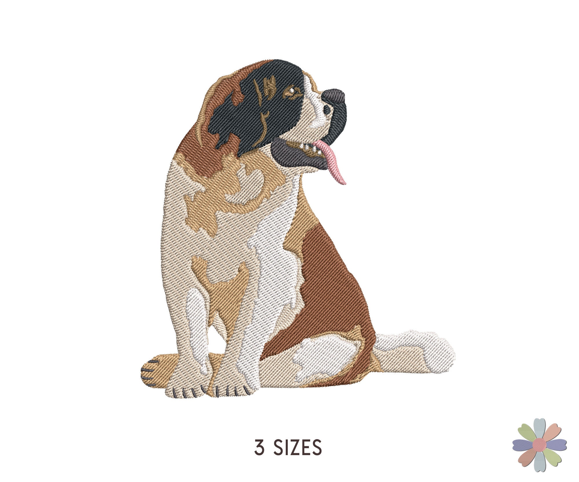 Saint Bernard Dog Sitting Embroidery Design. Dog Machine Embroidery Pattern. Pet Scene. Multi Format. Instant Download Digital File