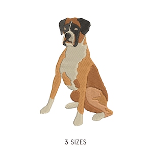 Boxer Dog Sitting Embroidery Design Onni. Dog Head Machine Embroidery Pattern. Pet Scene. Multi Format. Instant Download Digital File