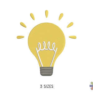 May include: A yellow light bulb with a white filament and a gray base. The light bulb is surrounded by yellow rays of light.