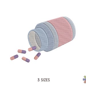 Medical Bottle with Pills Hospital Embroidery Design. Machine Embroidery Pattern. Medic Elements Scene. Instant Download Digital File