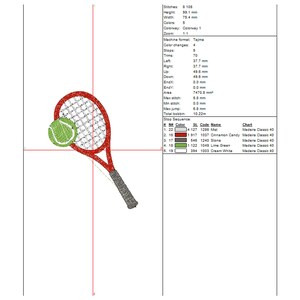 Tennis Racket Template Large Big Tennis Racket With Ball Embroidery Design. Machine Embroidery Sport ...