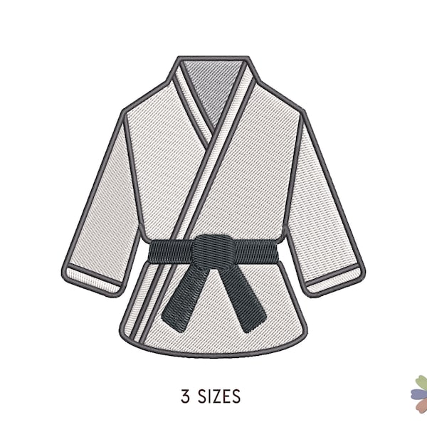 Kimono avec motif de broderie de karaté et de judo ceinture noire. Modèle de sport de broderie machine. Fichier numérique à téléchargement instantané
