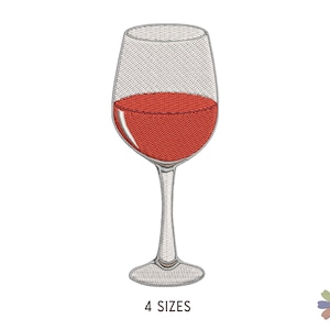 Wine Glass Embroidery Design. Machine Embroidery Wine Pattern. Multi Format Files. Instant Download Digital File