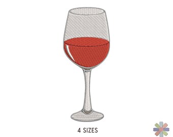 Wine Glass Embroidery Design. Machine Embroidery Wine Pattern. Multi Format Files. Instant Download Digital File