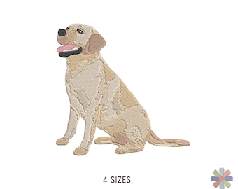 Labrador Retriever Dog Sitting Embroidery Design: Pet Scene (Multi Format Pattern)