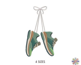 Athletic Run Shoes Hanging Embroidery Design: Sport Scene (Multi Format Pattern)