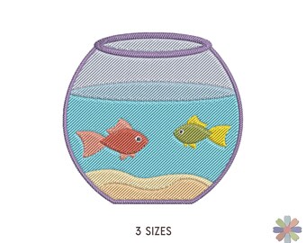 Aquarium Swimming Couple Fishes Embroidery Design: Sea Ocean Scene (Multi Format Pattern)