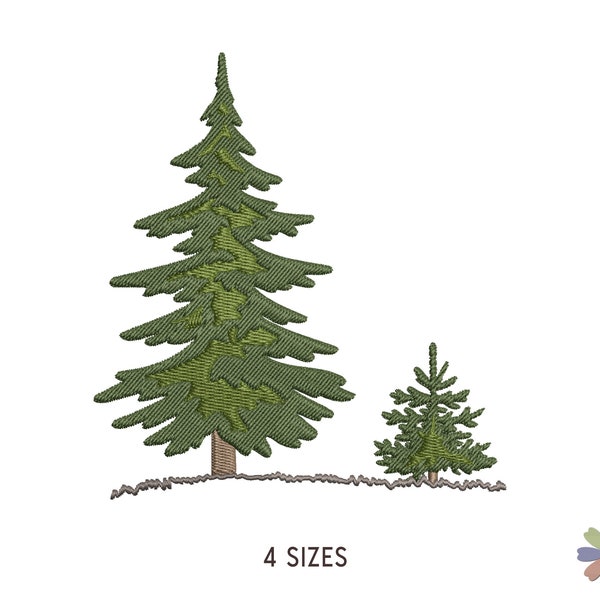 Two Fir Trees Embroidery Design. Machine Embroidery Pattern. Nature Scene. Multi Format Files. Instant Download Digital File