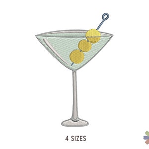 Martini Glass Embroidery Design. Machine Embroidery Cocktail Pattern. Multi Format Files. Instant Download Digital File