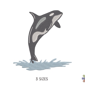 Killer Whale Jumping above Ocean Embroidery Design. Machine Embroidery Sea Ocean Pattern. Multi Format Files. Instant Download Digital File