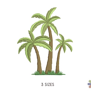 Palm Trees with Grass Embroidery Design. Machine Embroidery Pattern. Nature Scene. Multi Format Files. Instant Download Digital File