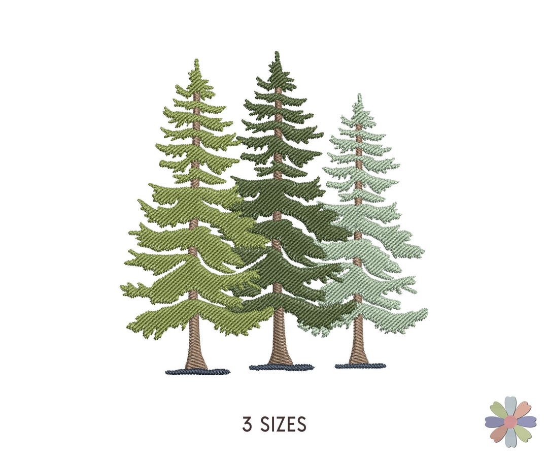 Three Pine Trees Staying Closer Embroidery Design. Machine Embroidery ...