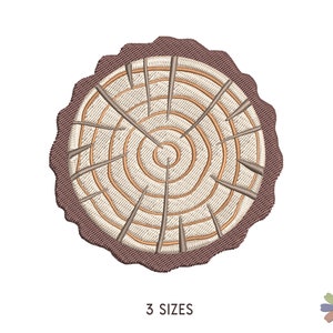 Disegno di ricamo a fetta di legno rustico Twinni. Modello di ricamo a macchina. Scena della natura. File multiformato. Download istantaneo del file digitale