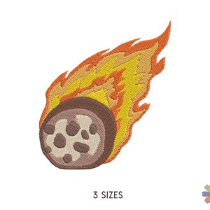 May include: An embroidered patch of a brown and white meteor with a fiery orange tail. The patch is perfect for adding a unique touch to clothing, bags, or other accessories.