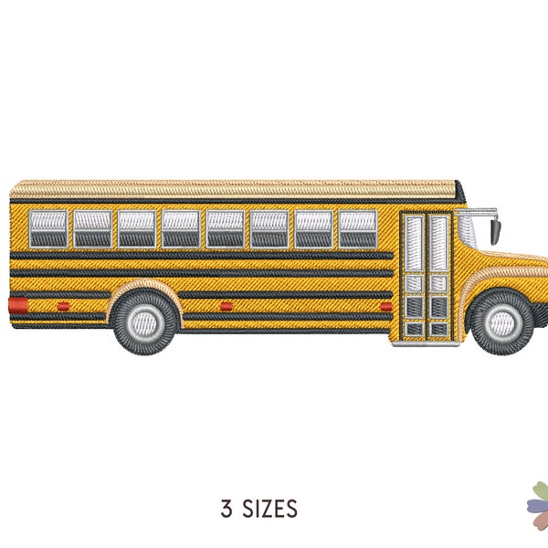 School Bus Embroidery Design Onni. Machine Embroidery Pattern. Vehicle Scene. Multi Format Files. Instant Download Digital File