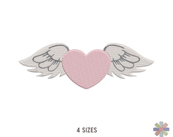 Heart with Wings Embroidery Design. Machine Embroidery Pattern. Wedding Scene. Multi Format Files. Instant Download Digital File