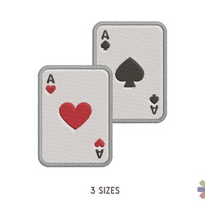 Cartes à jouer Ace of Hearts and Spades Broderie Design. Motif de broderie machine. Scène d'éléments de personnes. Téléchargement instantané du fichier numérique