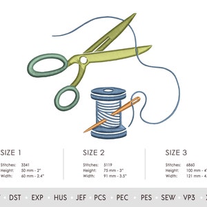 Scissors and Thread Spool Embroidery Design. Machine Embroidery Pattern ...