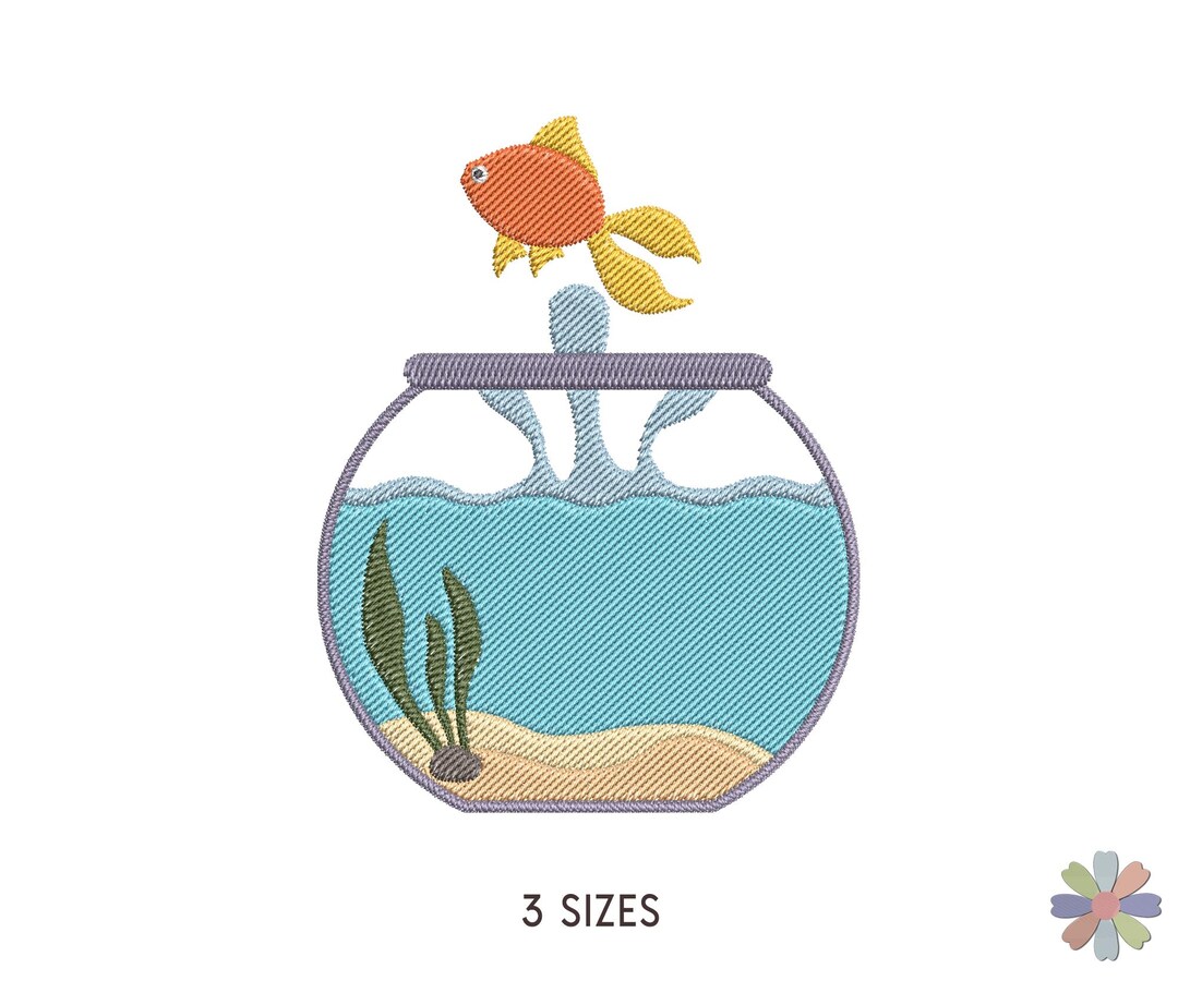 Aquarium Golden Fish Jumping Embroidery Design: Sea Ocean Scene (multi ...