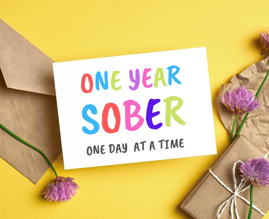 One Year Sober Card Funny Sobriety Card Sober Milestone - Etsy