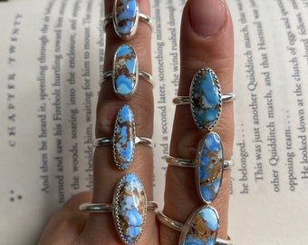 Golden Hill Turquoise Rings Made with Sterling Silver- Handcrafted, Boho Style