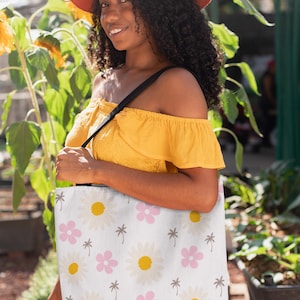 Floral Canvas Einkaufstasche, Bunte Einkaufstasche, Sommer Strand Tote, Umweltfreundliche Geschenktasche, Boho Style Carryall