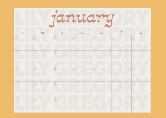 Printable Monthly Calendar Downloadable Monthly Calendar | Etsy