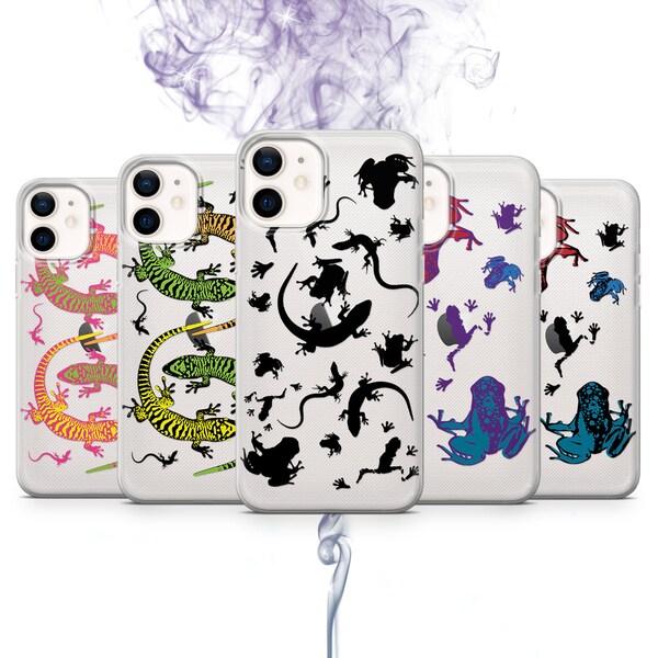 Funda de teléfono anime transparente Cubierta de plantilla de reptil para iPhone 15, 14, 13, 12, Samsung A13, A34, S22, S23, A54, Huawei P40, P50, Pixel 7, 8