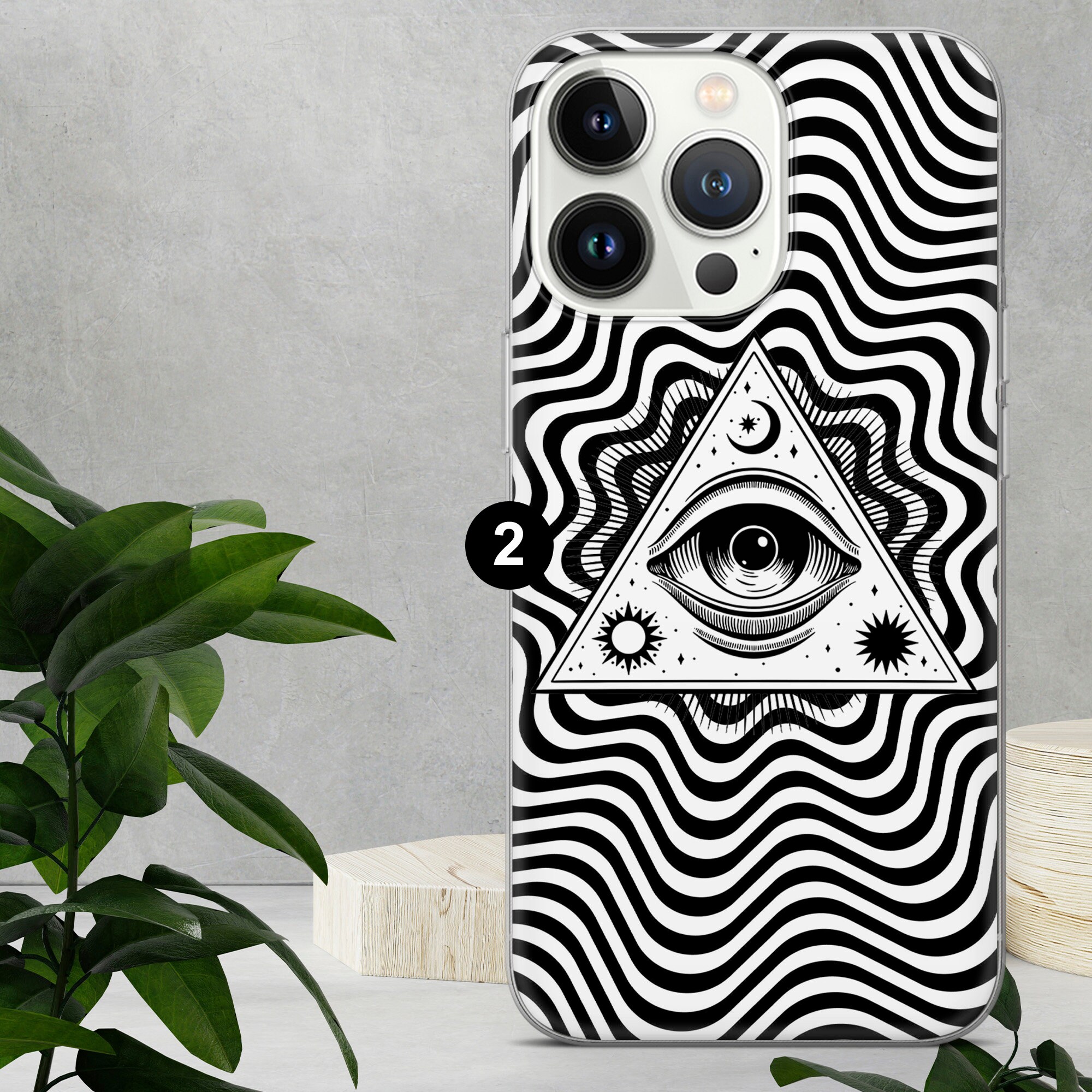 All Seeing Eye Phone Case Psychedelic Retro Cover for iPhone 15, 14, 13