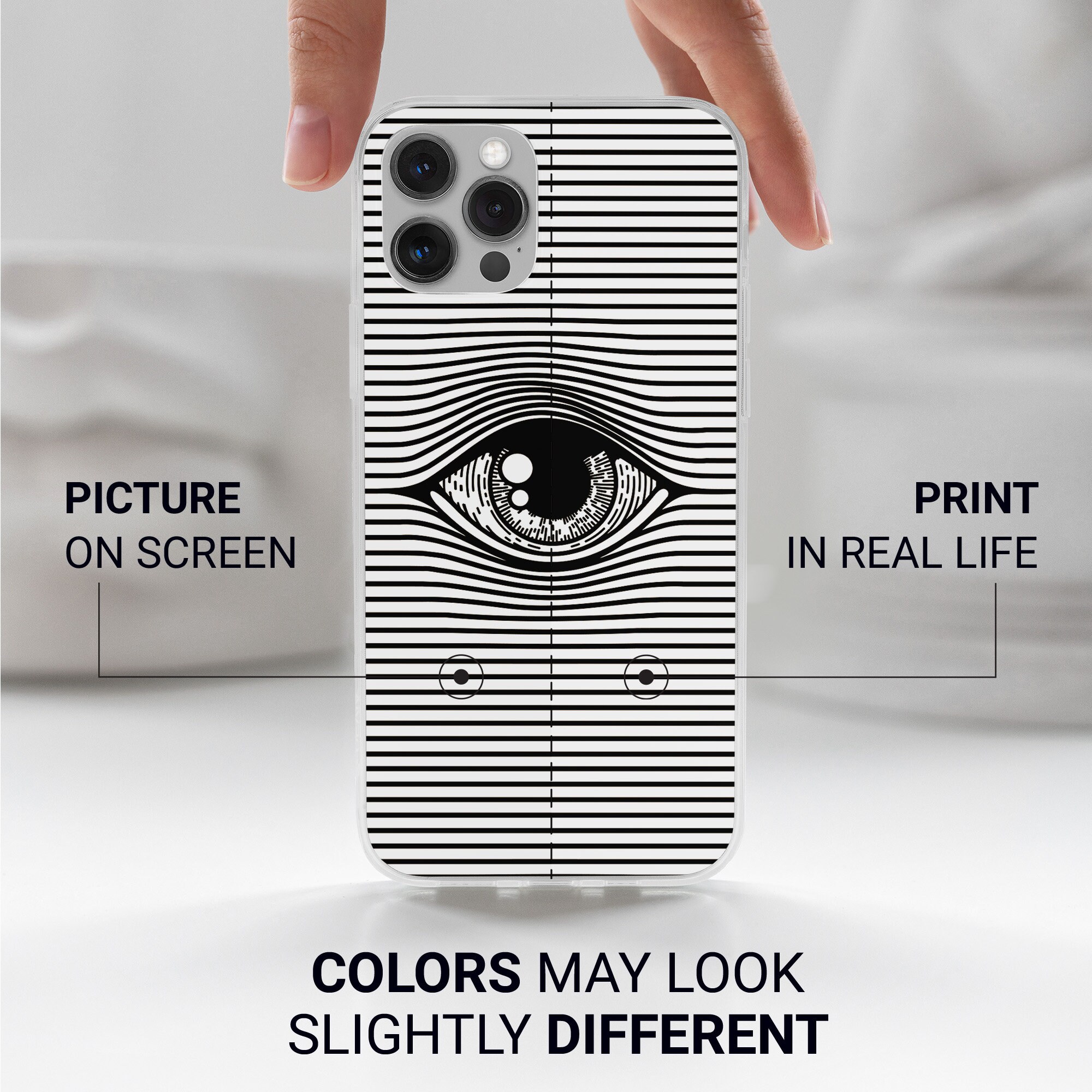 All Seeing Eye Phone Case Psychedelic Retro Cover for iPhone 15, 14, 13