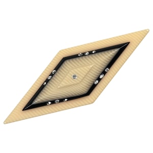 Léa Stein Paris Brooch Geometric Diamond Design in Ivory and Black Acetate with Clear Rhinestones Vintage Handmade in France