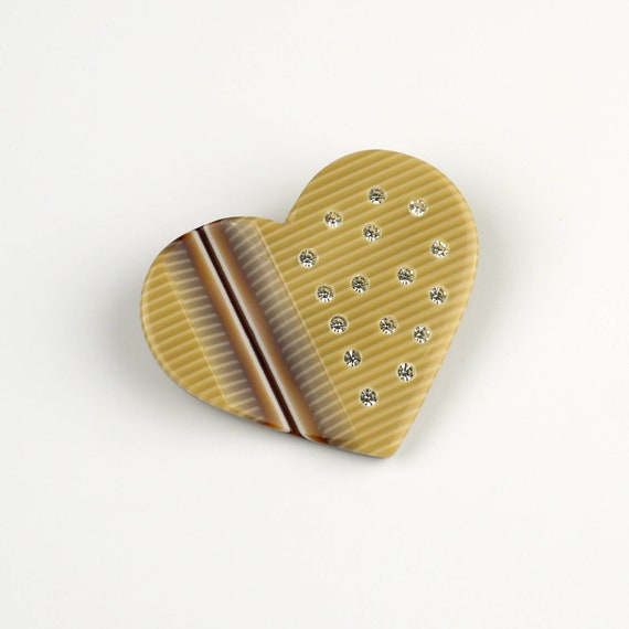 Léa Stein Paris Brooch Heart Shape Design in Beig… - image 3