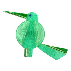 Lea Stein Paris Brooch Great Beak Bird in Green Acetate Handmade in France