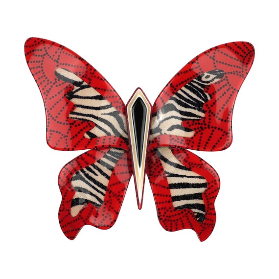 Lea Stein Paris Brooch Elf the Butterfly in Red an