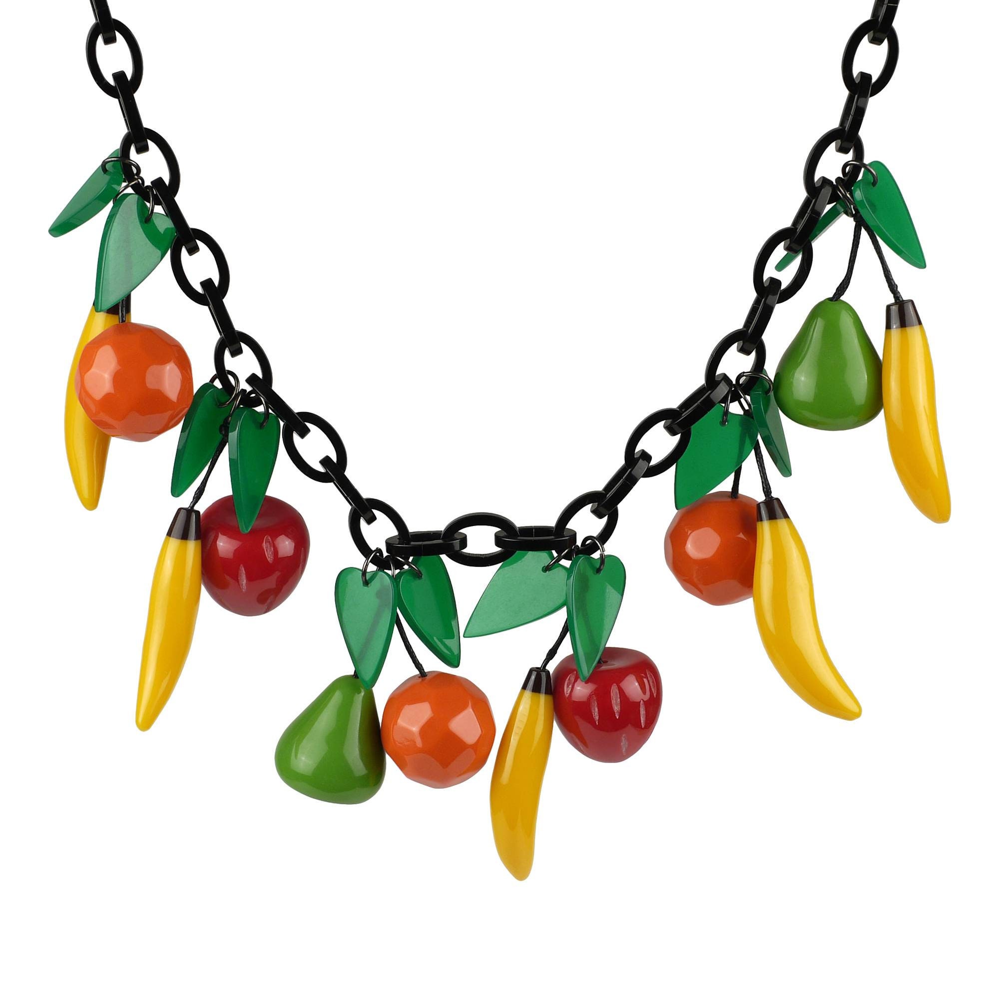 Cherry Necklace Red Cherries Jewelry Boho Necklace Red Bohemian Jewelry Statement Fruits Chunky Necklace Bib Spring Fruit Jewelry for Girls