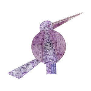 Lea Stein Paris Brooch Great Beak Bird in Purple Acetate Handmade in France