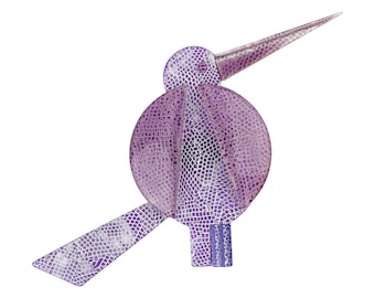 Lea Stein Paris Brooch Great Beak Bird in Purple Acetate Handmade